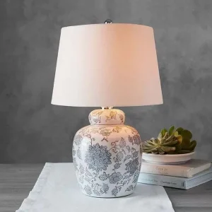 Jingdezhen ceramic desk lamp bedroom bedside lamp American living room side decoration creative new Chinese bedside table lamp