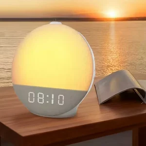 Sunrise Alarm Clock Dimmable Night Light with 30 Soothing Sounds White Noise Machine Wake Up Light,for Kids Adult Bedroom Clock