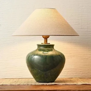 SANDYHA Japanese Retro Ceramic Floor Lamp Bedroom Bedside Led Light for Living Room Decor Study Lighting Fabric Lampshade Design