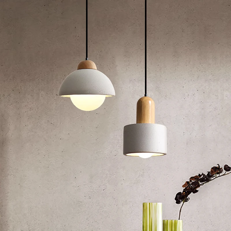 Wabi-sabi Cement Pendant Light Grey Bedside Hanging Lamp Home Indoor Nordic Decor Dining Room Restaurant Hotel Bar Droplight