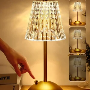 Crystal LED Table Lamp Touch Sensor Dimming Rechargeable Desk Lamp 3 Colors Bedside Lamp Bar Hotel Decoration Night Light
