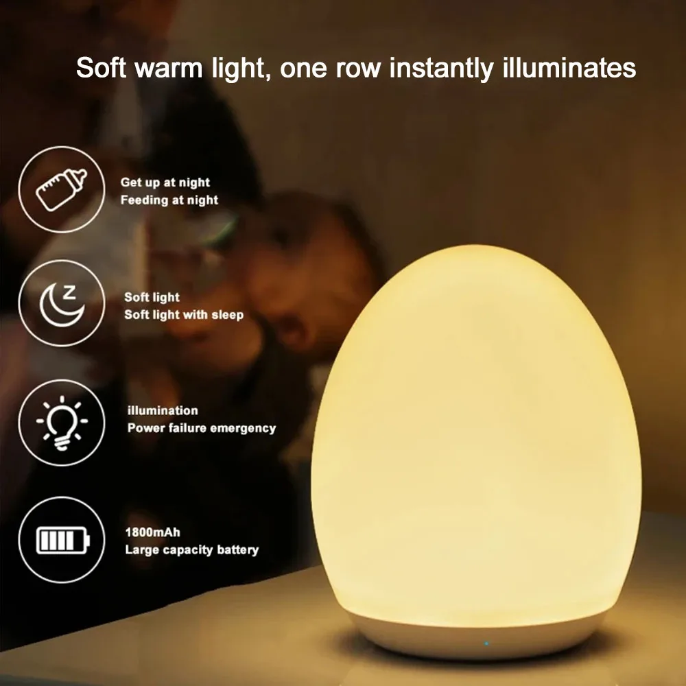 Modern LED Night Light Silicone Egg For Bedroom Bedside Study Room Children's Room Night Feeding Lighting Midnight Lights - Image 2