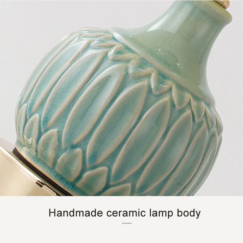 American Ceramic Desk Lamp European Living Room Study Bedroom Bedside Lamp Simple Modern Luxurious Warm Nordic Fabric Table Lamp - Image 4