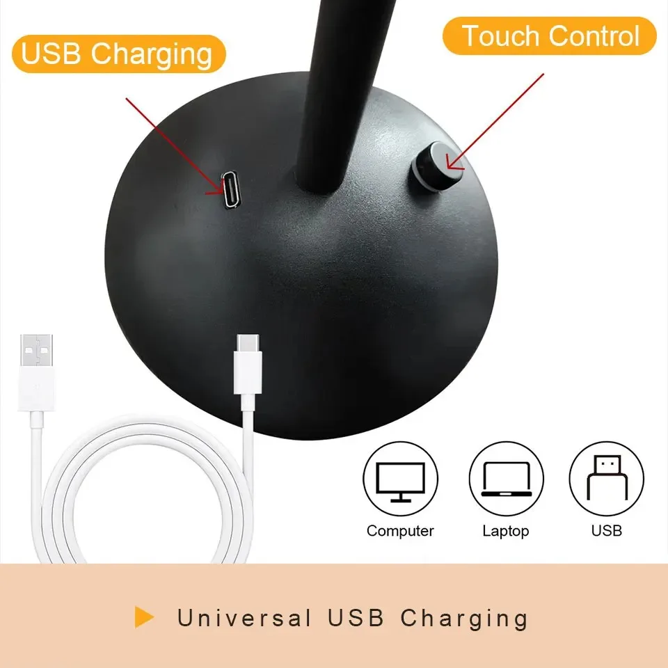 Crystal LED Table Lamp Touch Sensor Dimming Rechargeable Desk Lamp 3 Colors Bedside Lamp Bar Hotel Decoration Night Light - Image 3