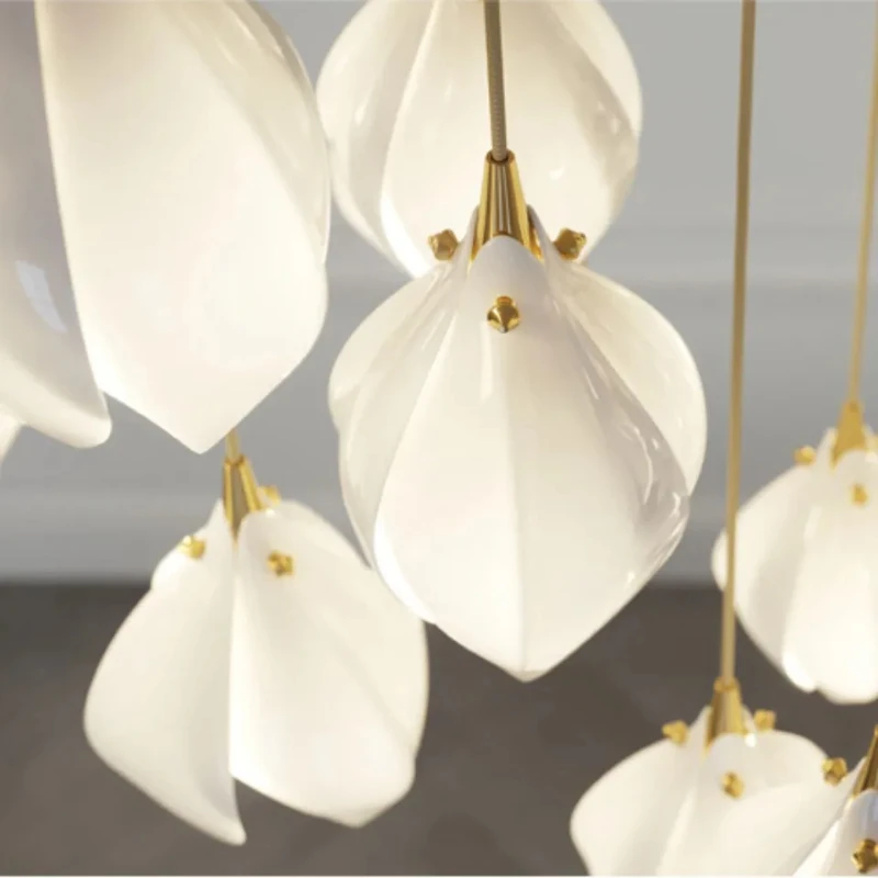 Nordic Minimalist Ceramic Petal Pendant Lamp, Restaurant, Hotel Bedroom, Bedside, Staircase, Magnolia Pendant Lamp - Image 4