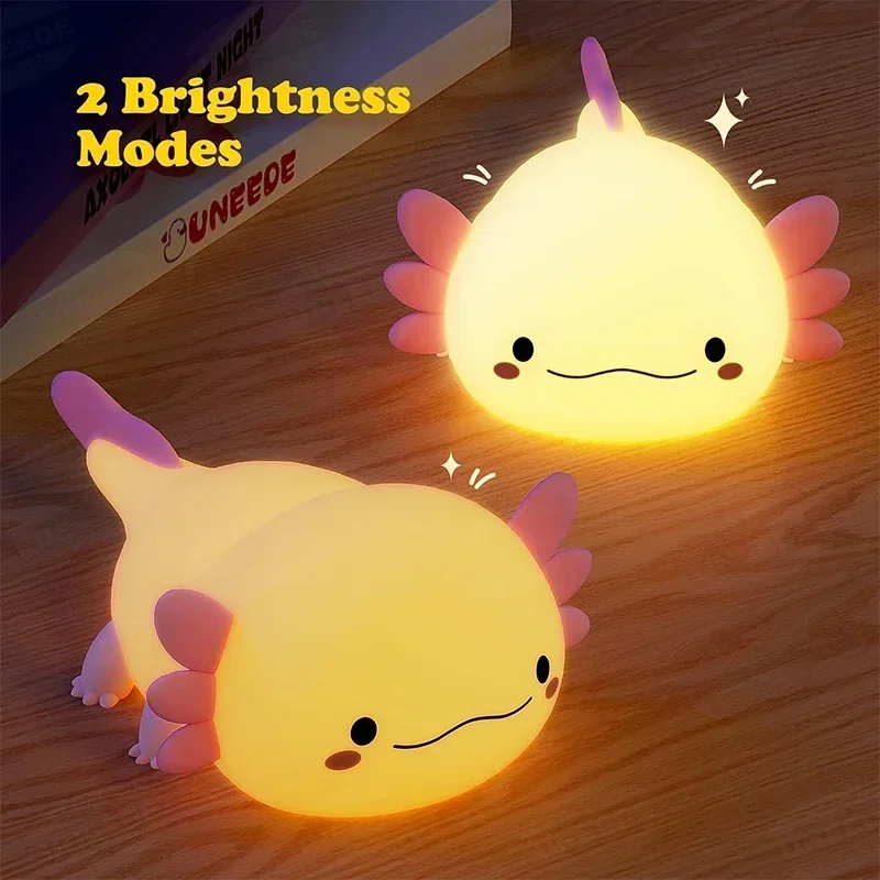 Axolotl Night Light, Dimmable Silicone Animal Nursery Nightlight,Kawaii Rechargeable Bedside Touch Lamp,Baby Room Decor - Image 2